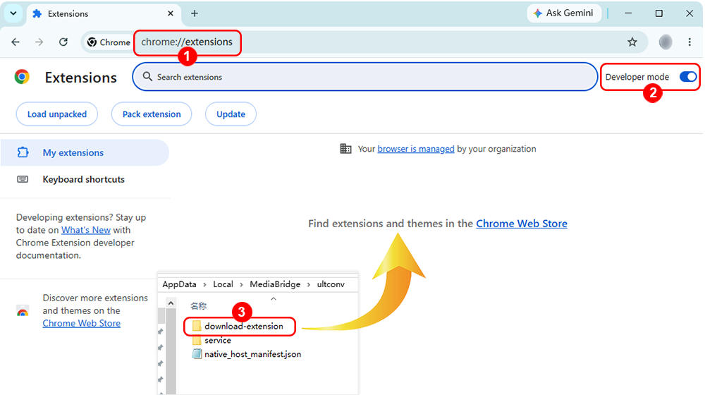 drag the ultconv plugin folder into google chrome