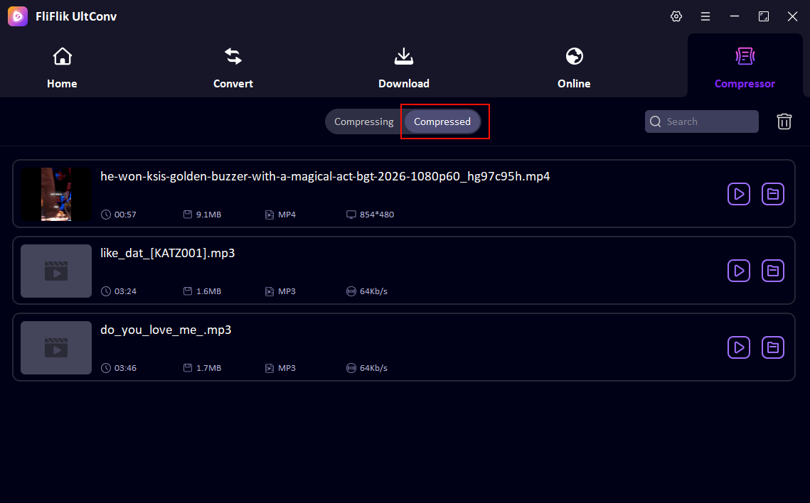 access compressed video in ultconv