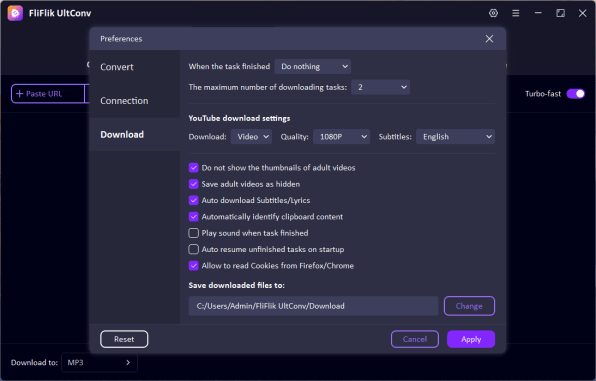 ultconv setting panel