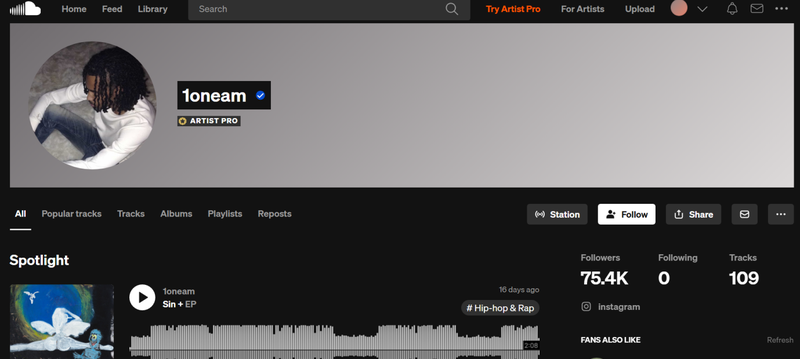 Soundcloud Rapper 1oneam