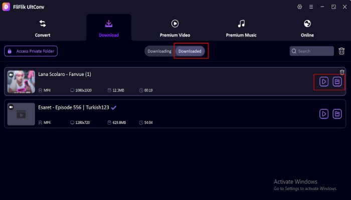 access downloaded fanvue videos