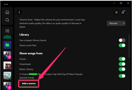 spotify에서 소스 추가
