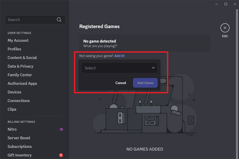 add games in discord