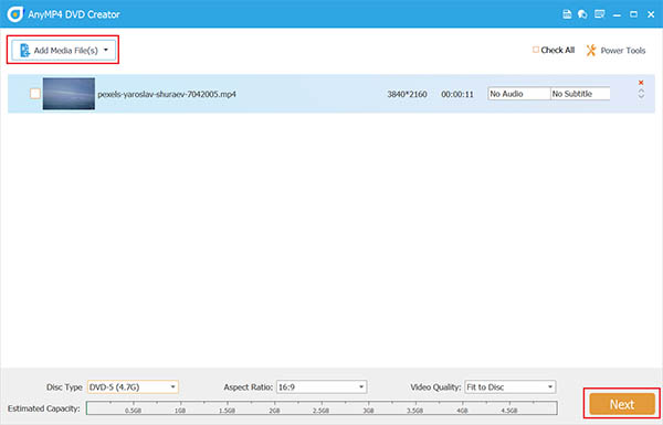 Add Media Files to Dvd Creator