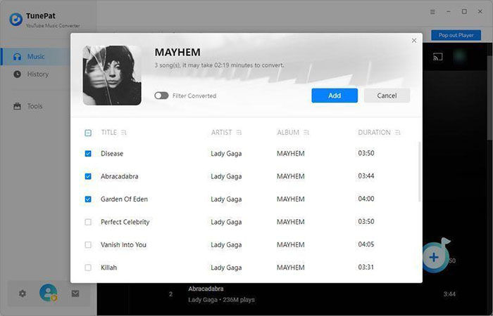 add songs from web player
