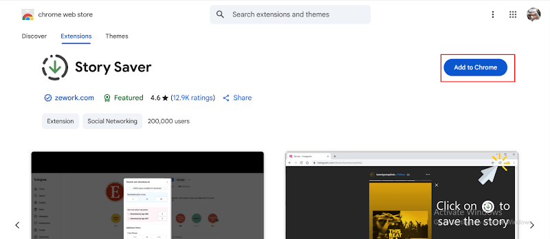 Add Story Saver to Chrome