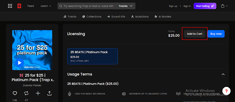 add to cart to buy beatstars license version