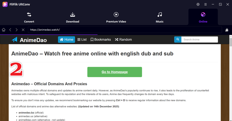 Animedao Interface Ultconv