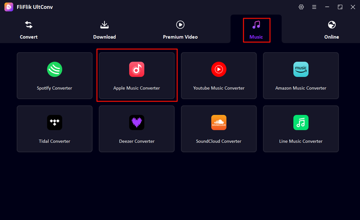 Choose Apple Music Converter Tab in Ultconv