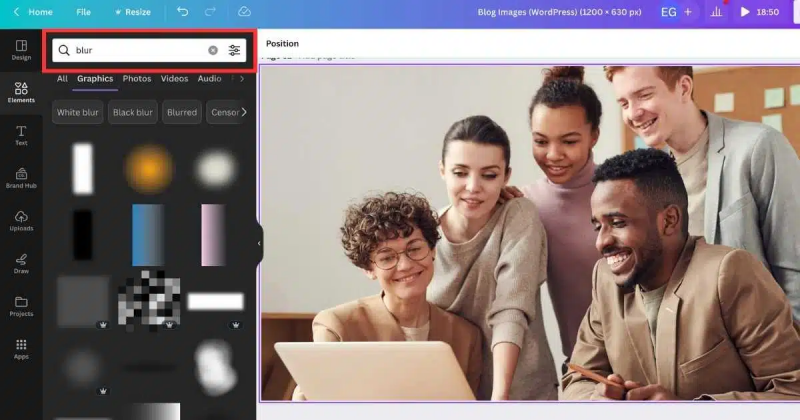칸바에서 이미지를 흐리게 만드는 브러쉬