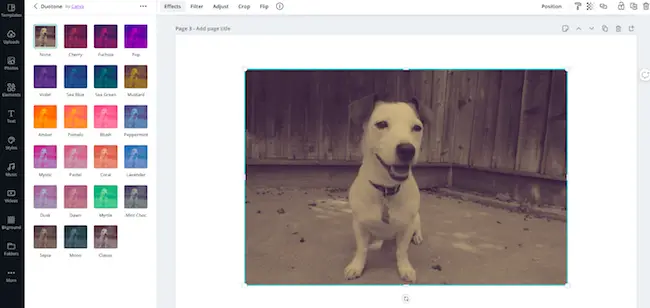 Canva Choose Sepia Filter