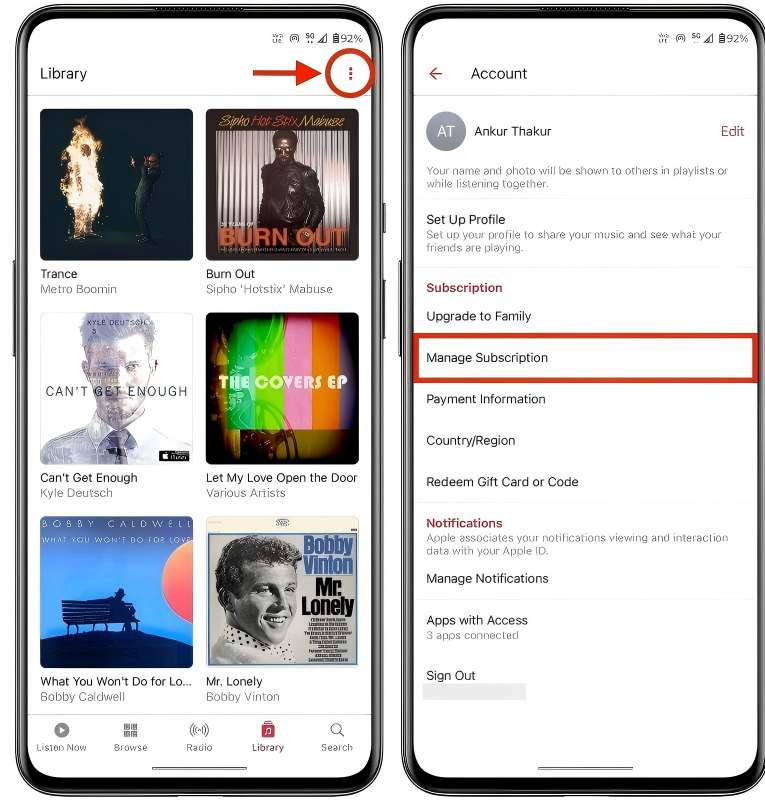 check apple music subscription
