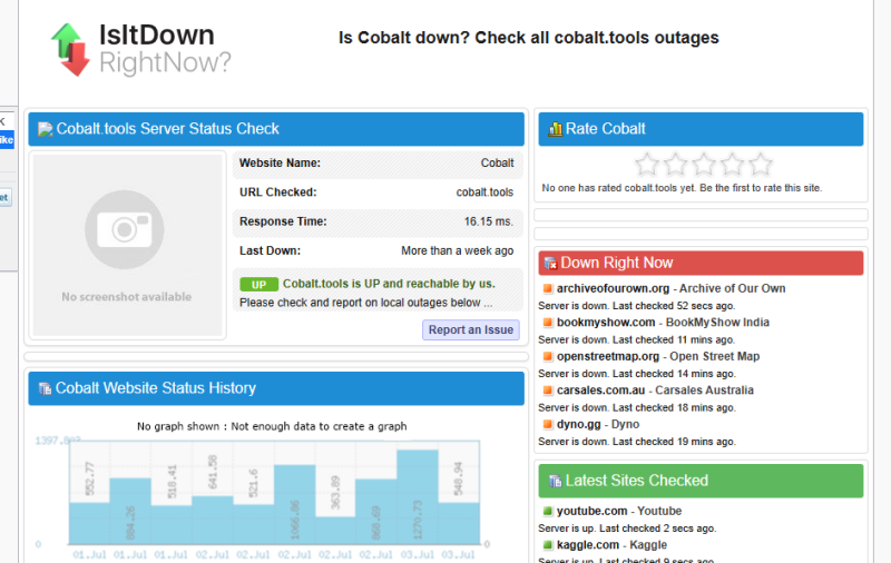 check cobalt tool down
