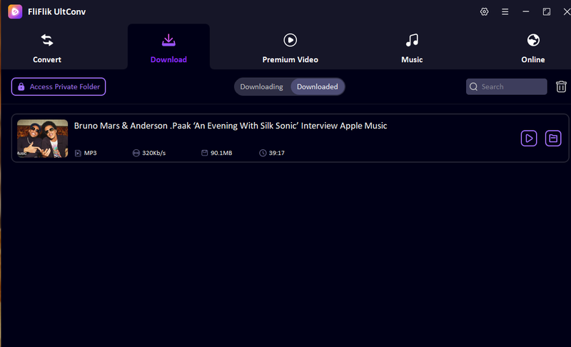 Check Downloaded Podcasts in Fliflik Ultconv