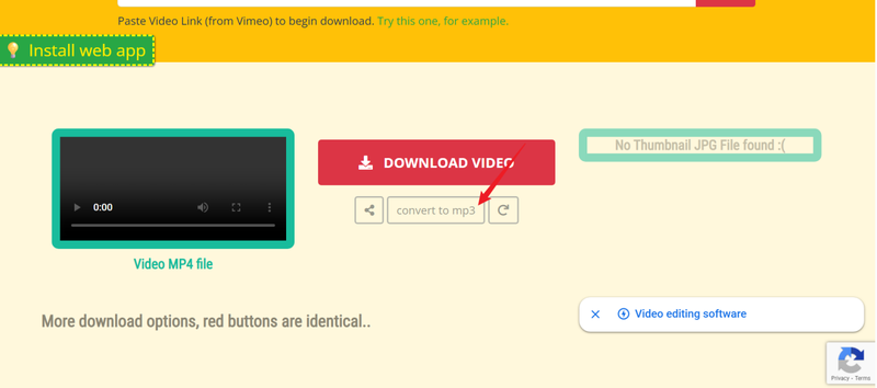 Click Convert to Mp3 Vimeo Downloader