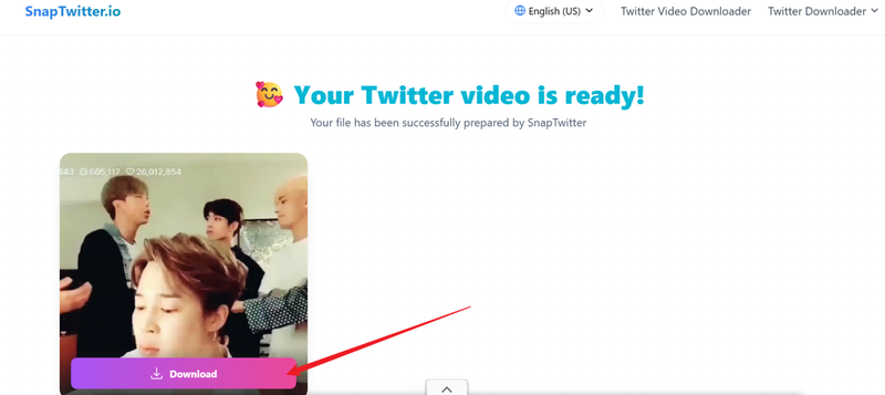 Click Download Button in Snaptwitter Tool