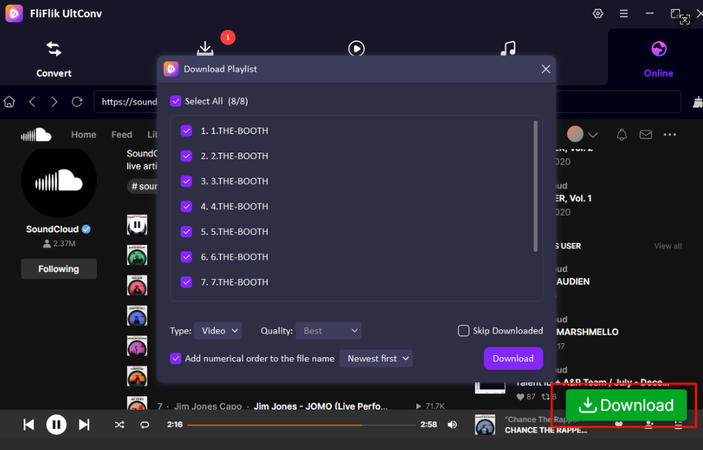 Click Download Tab in Soundcloud