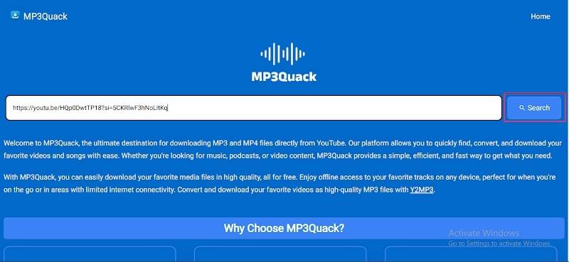 Click Search YouTube Audio MP3Quark