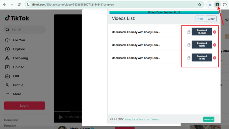 Click Video Downloader Plus Download Button