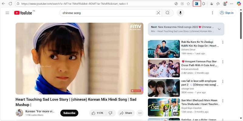 click ytmp3 toolbar icon