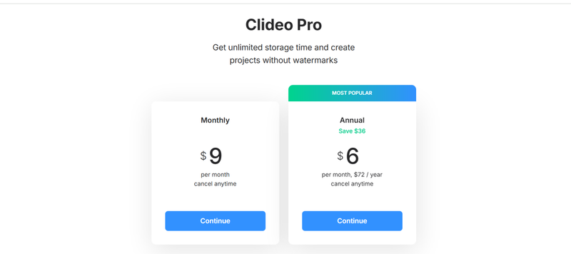 Clideo Video Compressor Pricing