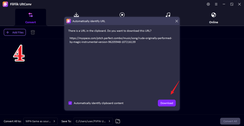 Confirm and Start Download in Ultconv