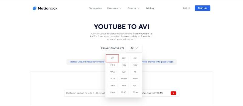 convert youtube video to avi motionbox
