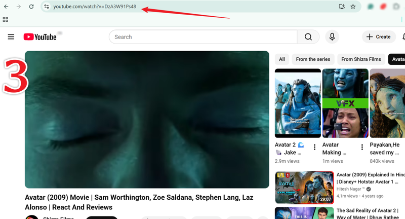 Copy Avatar Youtube Video Link
