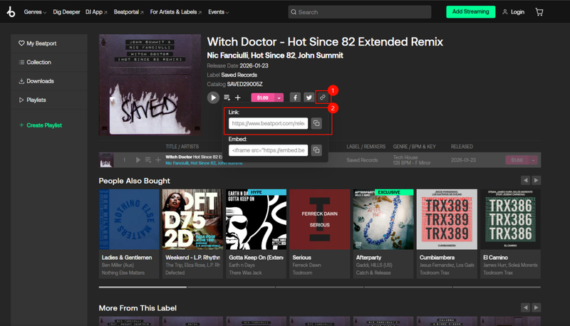 Copy Beatport Track Link