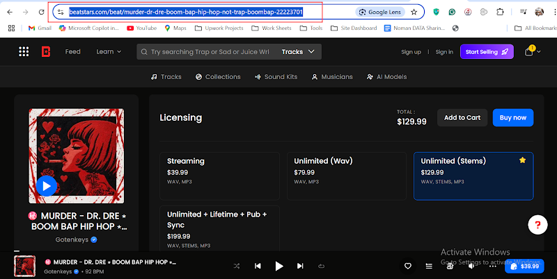 copy beatstars track url