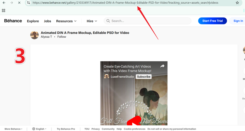 Copy Behance Video Project Link from Browser