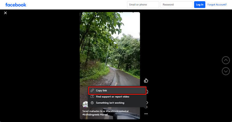 Copy Facebook Reel Link for Downloading