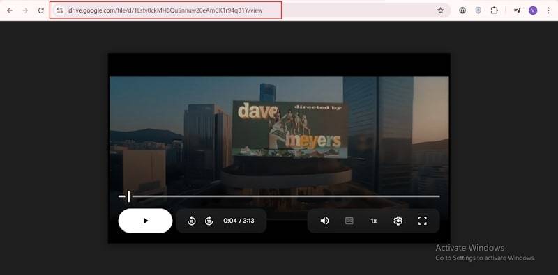 copy google drive video link