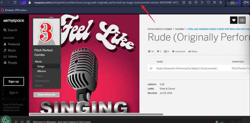 Copy Myspace Song Url