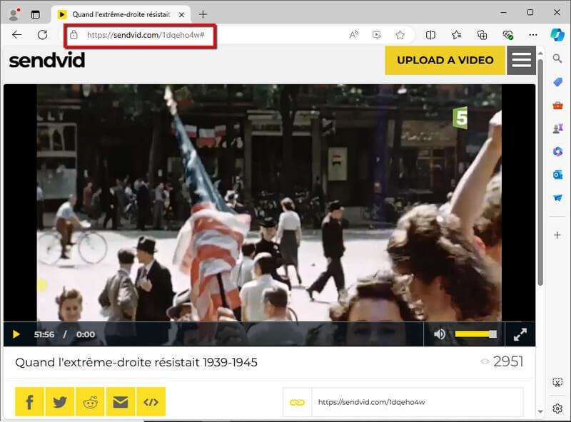 copy paste sendvid video url