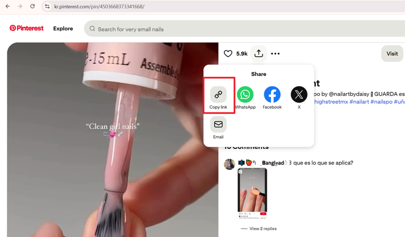 Copy Pinterest Video Link