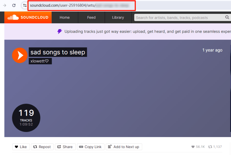 soundcloud url 복사하기