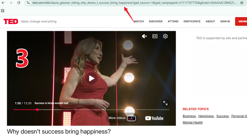 Copy Ted Video Link from Browser