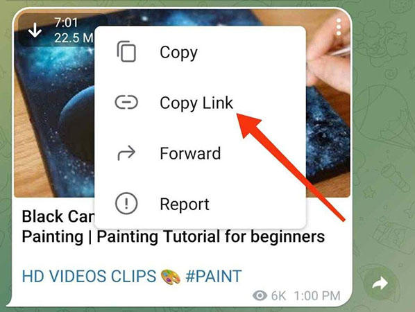 Copy telegram video url