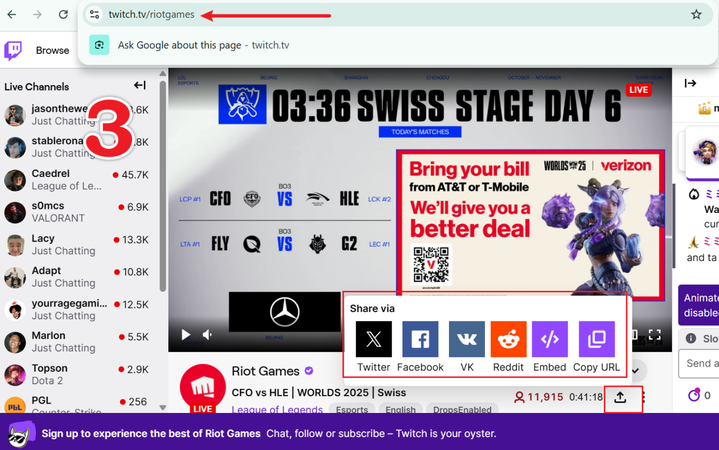 Copy Twitch Video Link
