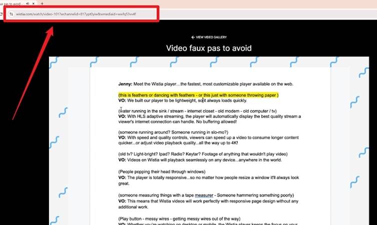 copy wistia video link
