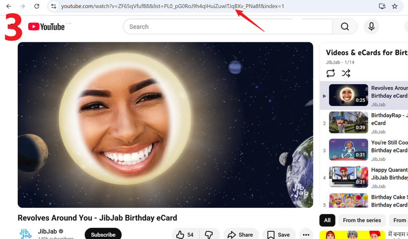 Copy Ecard Video Link from Youtube