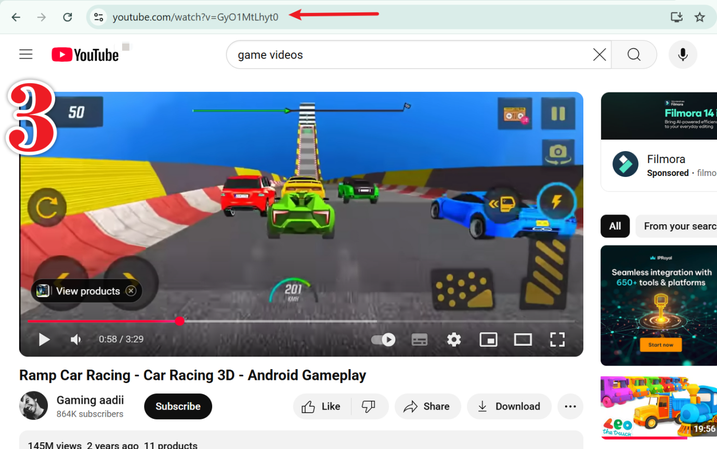 Copy Youtube Game Video Url