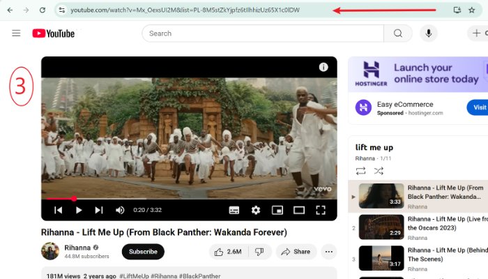 copy youtube playlist url