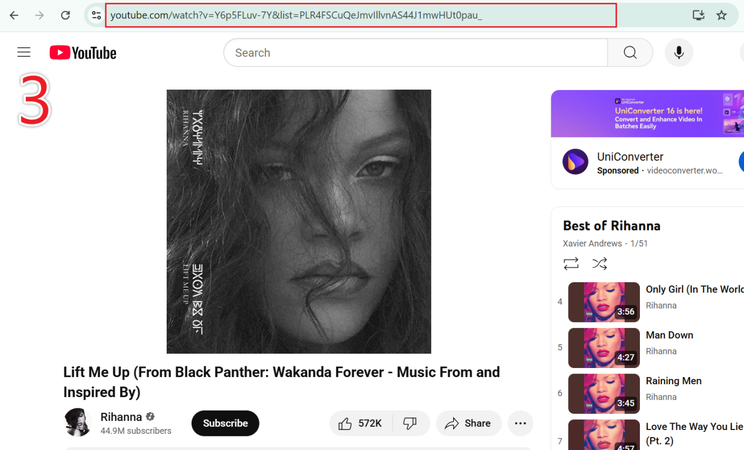Copy Youtube Playlist Url for Ultconv Download