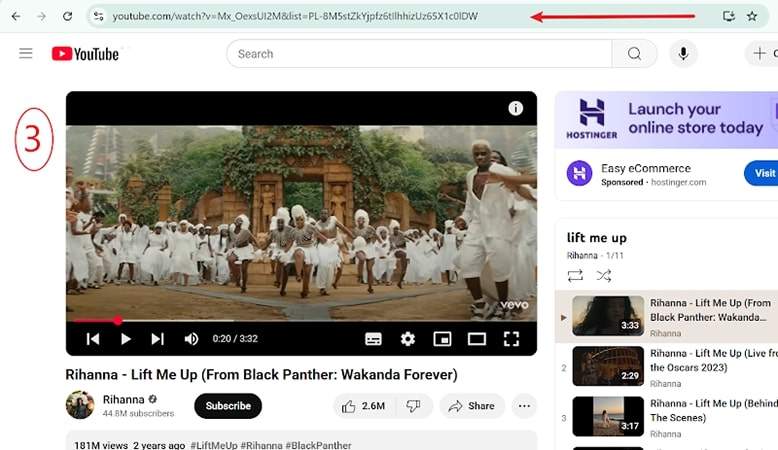 copy youtube playlist url