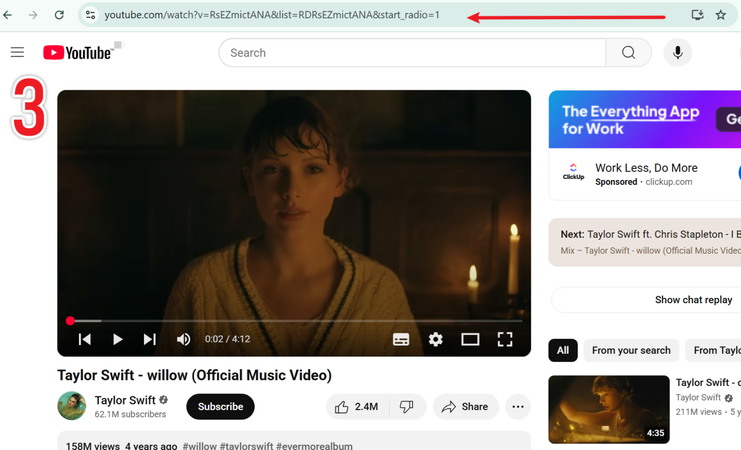Copy Youtube Video or Playlist Link