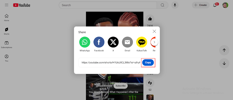 copy youtube video url for convertion