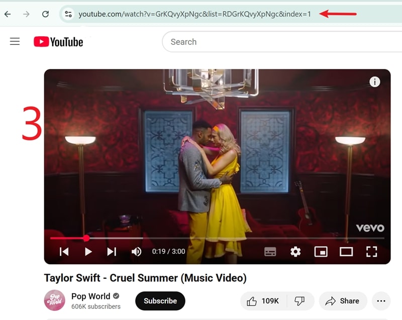 paste youtube video link