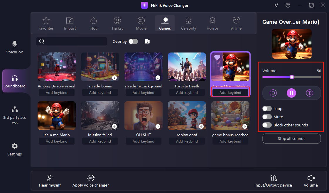 customize sound in soundboard